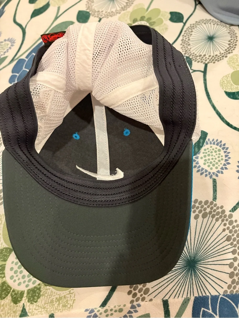 Nike Bright Turquoise and White Mesh Swoosh Trucker Hat
